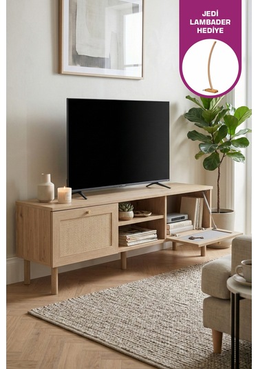 Vilinze Baru 140 Cm Kapaklı Raflı Tv Ünitesi Bej
