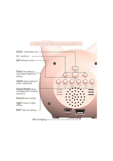 Goldenqian Çocuk Yatak Odası Çocuk Uyku Eğitimi Saat Pembe Için Çalar Saat 96qktd Pembe
