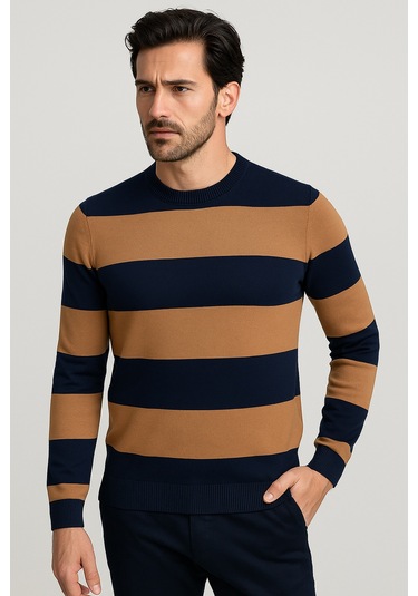 Erkek Bisiklet Yaka Triko %100 Pamuk Lacivert 3774 Lacivert