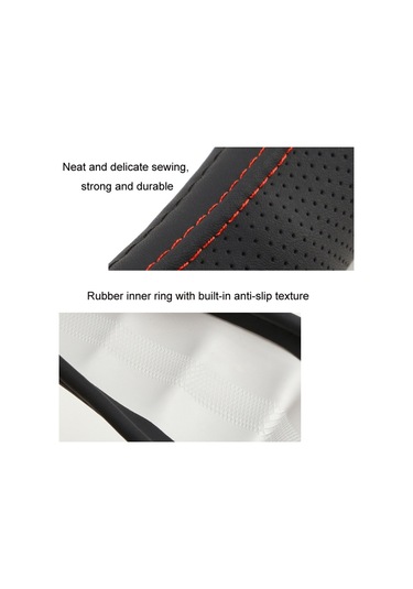 Cbtx 38cm Cilt Dostu Deri Kamyon Direksiyon Kolu Kaymaz Tasarım Koruyucu Kapak - Siyah + Kırmızı Çizgi