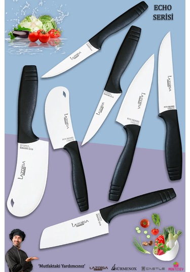 Eco Serisi Mutfak Bıçak Seti Et Sebze Börek 7 Li Set Mft-7856 Siyah