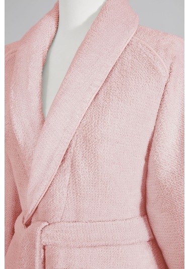 Sadem Organik Pine Şal Yaka Bornoz Açık Pembe
