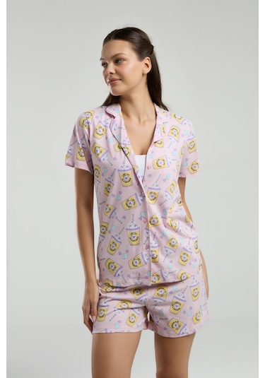 Rolypoly Kadın Pembe Gömlek Pijama Pembe