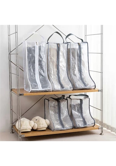 Xiaaokeji Kadın Uzun Ve Kısa Bot Saklama Çantaları, 2 Büyük+2 Küçük Seyahat İçin Gri