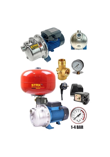 Staxx 100pas Paslanmaz Gövdeli Tanklı Otomatik Set 1hp Hidrofor