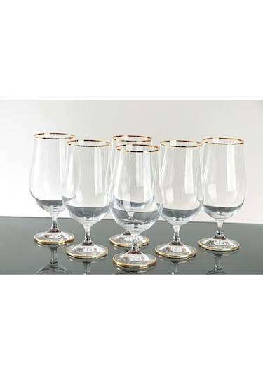 Plt Design Lav Kristal Gerçek Yaldızlı 6 Kokteyl-meşrubat Bardağı-su Bardağı Gst173f