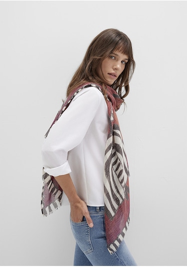 Mavi - Kırmızı Şal 1913439-70456 Kırmızı