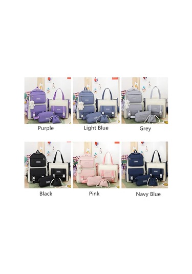 Fengdong 5 Adet/takım Öğrenci Okul Çantası Siyah Beyaz Moda Okul Açık Vizon