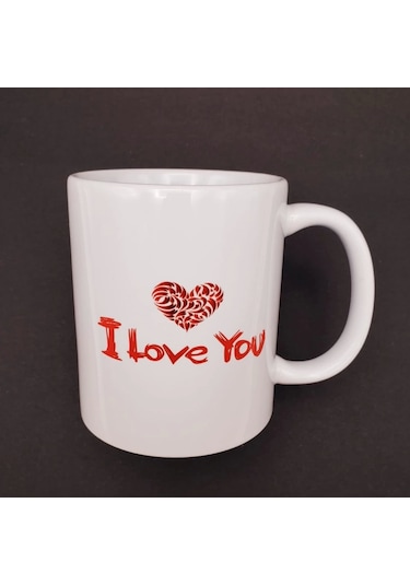I Love You Baskılı Bardak Çok Renkli