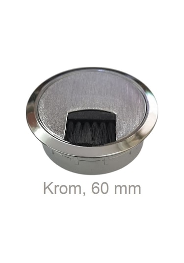 Adilon Masa Üstü Kablo Kanalı Deliği Kapağı, Krom, Masa Kapağı 6 Cm