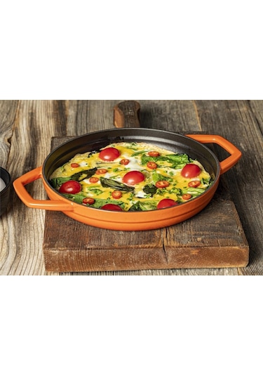 Hosse 22 Cm Döküm Çift Kulplu Sahan Turuncu