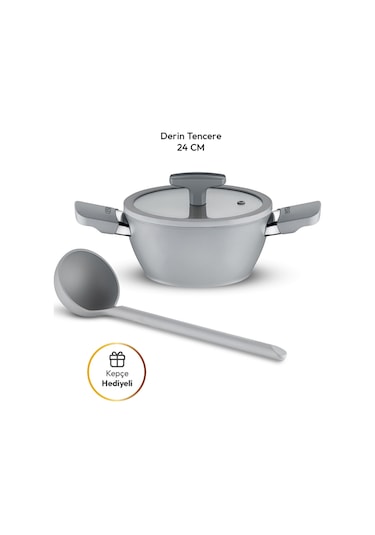 Emsan Swiss Cyrstal Rs Derin Tencere Gri 24 Cm Gri
