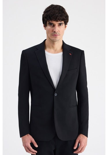 Twn Slim Fit Siyah Armürlü Kumaş Ceket 6ec04bb01474m Çok Renkli