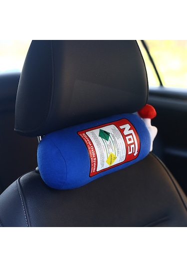 Samdoo Araba İçin Mavi Tüylü Bel Ve Baş Yastığı, Taşınabilir Ve Rahat