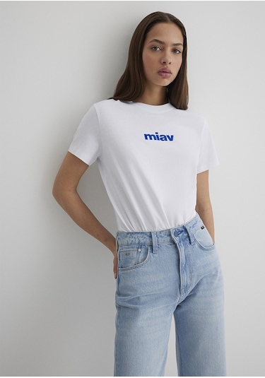 Mavi - Miav Baskılı Beyaz Tişört 1610622-620 Beyaz