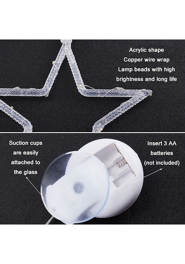 Noel Yılbaşı Dekorasyonu Led Asılı Işık Yıldız