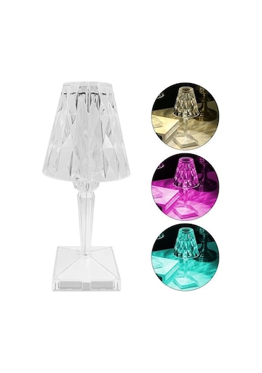 Powermaster Ha-1638 Dekoratif Rgb Led'li Ambiyans Masa Gece Lambası Şarjlı Dokunmatik Tuşlu Çok Renkli