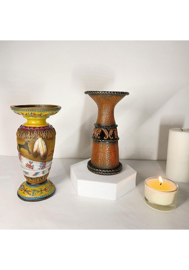 Suntek Antik Sütun Mumluk Masaüstü Çalışma Odası Oturma 8x8x15 Cm