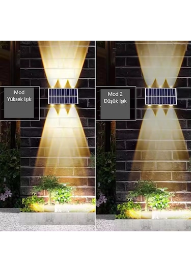 Cata 20 W Solar İki Yönlü Led Duvar Aplik - Gün Işığı 3000k - Siyah - Ip65 - Ct-8010