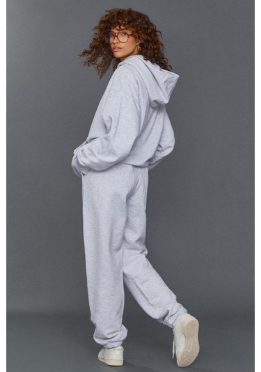 Mad Girls Gri Kapüşonlu Kadın Eşofman Takımı Mg1225 Gri