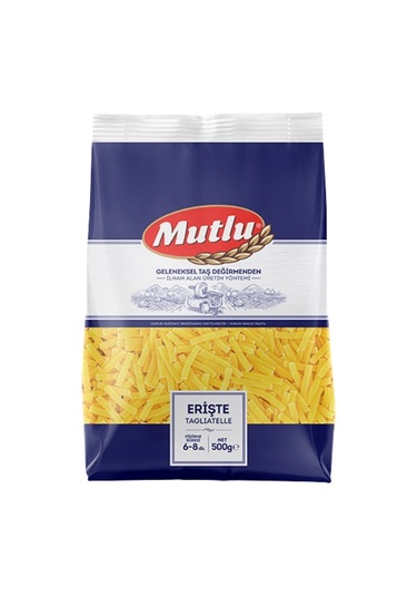Mutlu Makarna Erişte 500 G X 20 Paket Lezzetli, Dayanıklı Ve Kolay Pişen İtalyan Tipi Makarna
