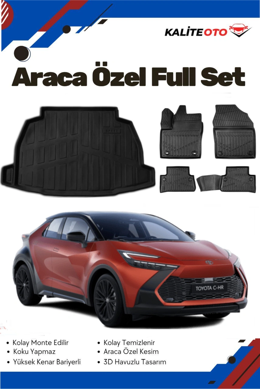 Toyota C-hr 2025 Model Yumuşak Paspas+bagaj Havuzu Seti