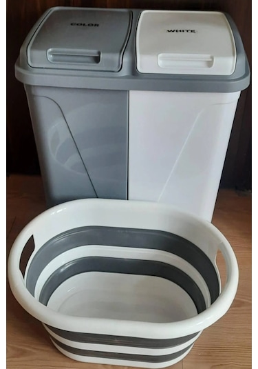 Bayev 2'li Set Iki Bölmeli 90 Lt Kirli Çamaşır Sepeti Ve Katlanır Çamaşır Sepeti Diğer