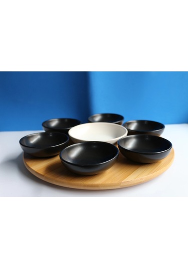 Bambu Dönen Standlı 7'li Sosluk Set Çok Renkli