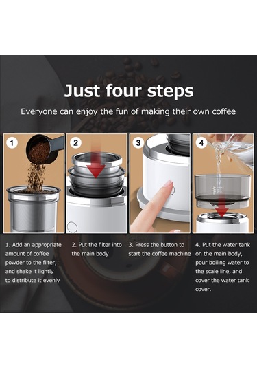 Mufunye Taşınabilir Espresso Makinesi - Mini Elektrikli Drip Kahve Makinesi, Tritan Tanklı