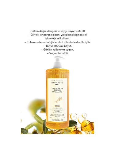 Byphasse Dermo Micellar Argan Oil Duş Jeli Tüm Ciltler İçin 1 L