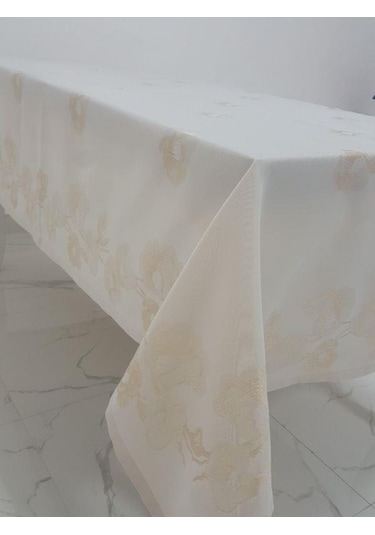 Finezza Müge Lüx Jakar Kumaş Bej Masa Örtüsü Dikdörtgen 160X220