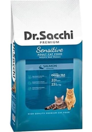 Dr. Sacchi Premium Sensitive Somonlu Yetişkin Kedi Maması 1500 G