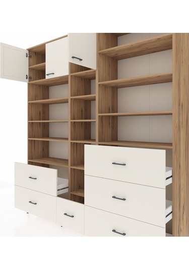 Hyperion Dolap 17 Raflı 6 Çekmeceli 3 Kapaklı 220x44x243 Çam-aytaşı/aytaşı Aytası/aytası