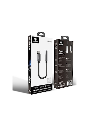 Lenyes Ax105 Type-c To 3.5mm Aux Çevirici Örgülü Ses Adaptörü Gümüş Gümüş