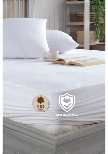 Formeya Alez %100 Pamuk Fitted Su Sıvı Geçirmez Yatak Koruyu Beyaz