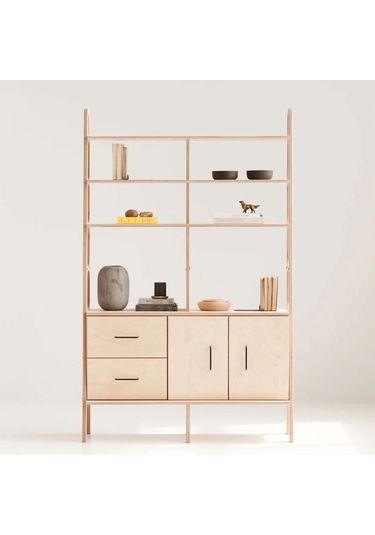 Woodesk Violet, Ahşap Kitaplık Ve Raf Ünitesi, Natural Renk