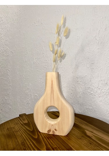 O&a Wood Doğal Ahşap Dekoratif Biblo Vazo Naturel