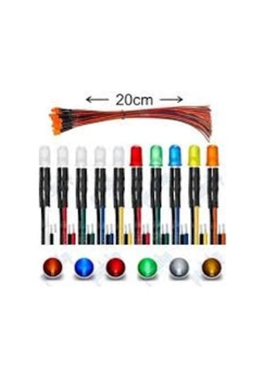 5 Adet 12 V Mavi Diffüz Led 20 Cm Kablolu Mavi