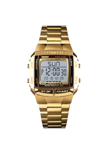 Altın Erkek Analog Dijital Saat Moda Günlük Spor Saati 2 Zaman 5