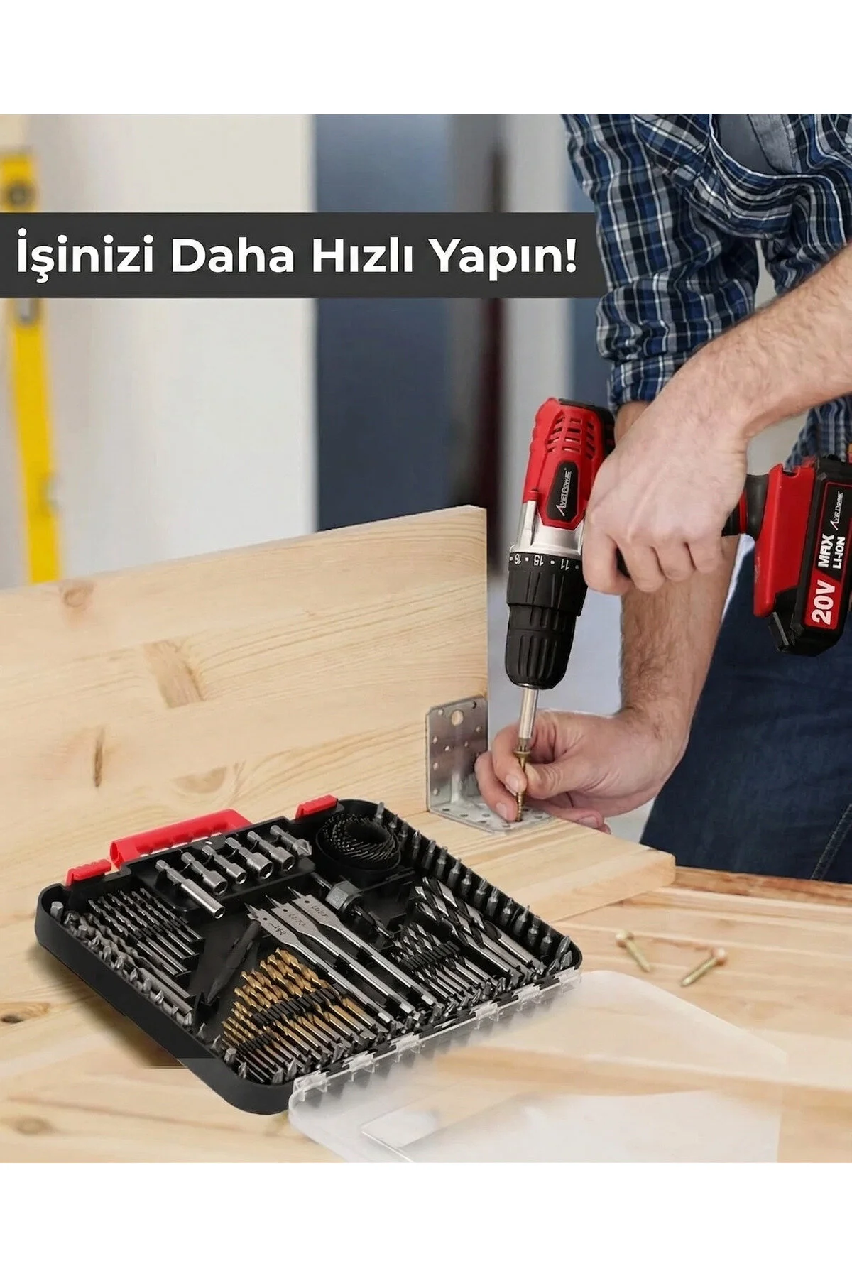 100 Parça Matkap Ucu Seti Kompakt Taşıma Çantalı Çok Amaçlı El Aleti Seti