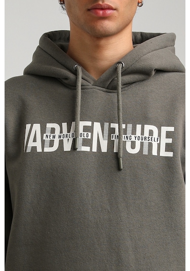 Kapüşonlu Haki Slim Fit Hoodie 23fwm64047-haki Haki