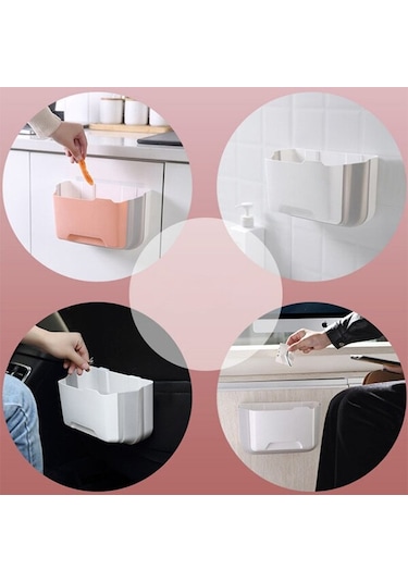 Ezere Portatif Katlanabilir Askılı Sihirli Ev Araç Çöp Kutusu R- Beyaz