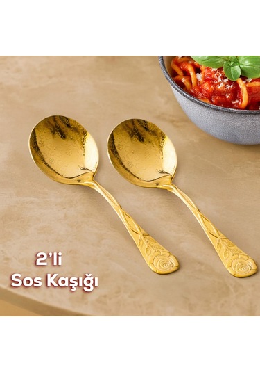 Porsima 5217 Metal Gold 2 Li Sos Kaşığı Kepçe 13cm