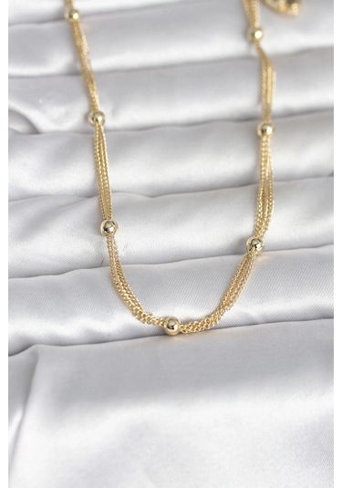 Ceylan Adam Cm 14k Gold Renk Topçuk Model 60 Cm Kadın Kolye Çok Renkli
