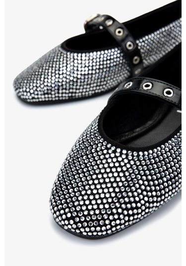 Valmenti Kadın Hakiki Deri Babet Ayakkabı 942 411 Bn Ayk Y25 Syh/lame Tas Siyah - Gümüş