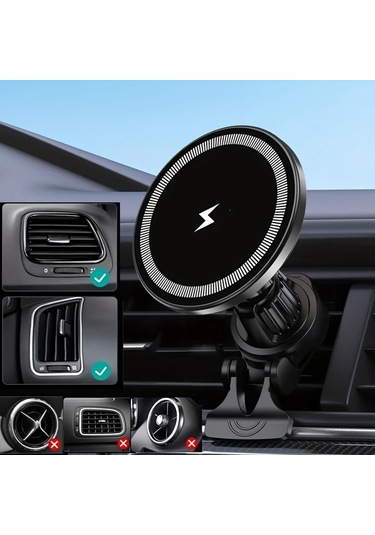 Gateesat Manyetik 15w Hızlı Şarj Vantuzlu Araba Telefon Tutucu S30 Manyetik Kanca 1 İphone Samsung Galaxy Uyumlu