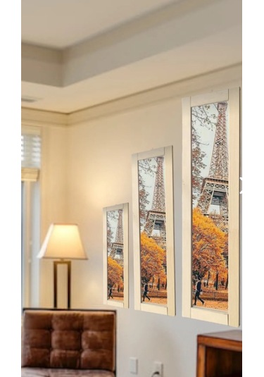 3 Lü Ofis Dekor Ayna 121x23 80x23 63x23 Ahşap