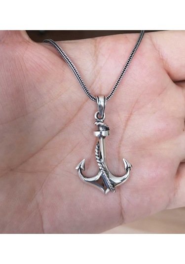 925 Ayar Gümüş Deniz Çapası Kolye Gümüş