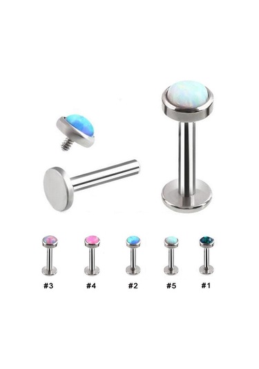 Beyaz 1 Adet 16g Opal Saplama Küpe G23 Titanyum Küçük Kulak Kemik Tırnak Piercing İç Dişli Dudak Vidası