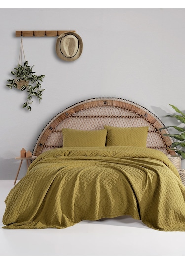 Cambridge Yatak Örtüsü Seti Çift Kişilik Yeşil Kutulu Yeşil